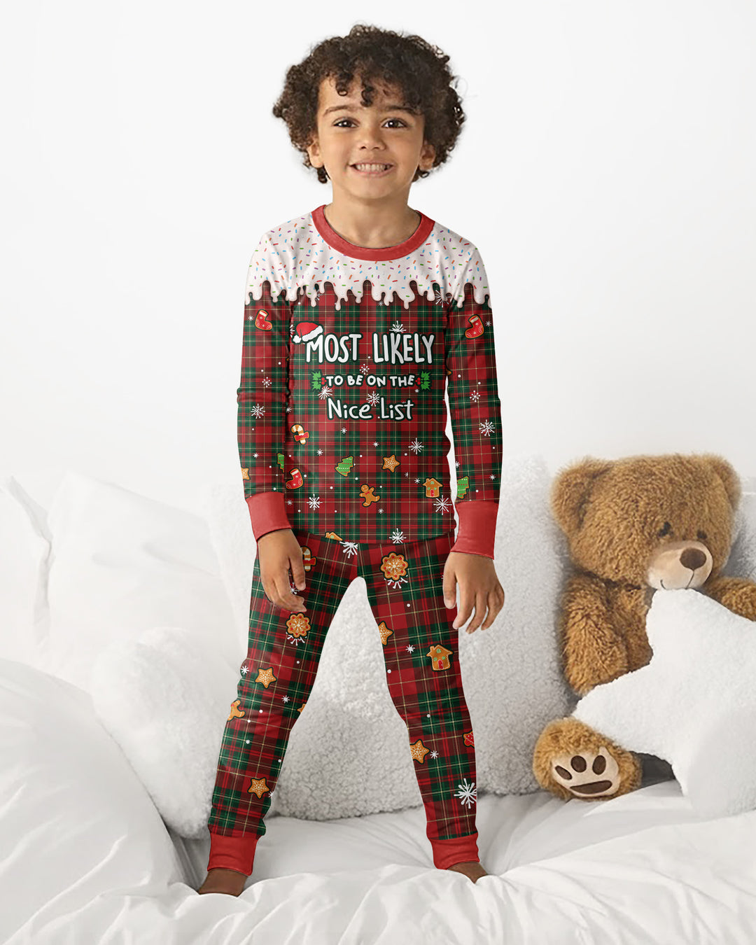 Funny Christmas Family Matching Bamboo Two Piece Long Sleeve Pajama Set