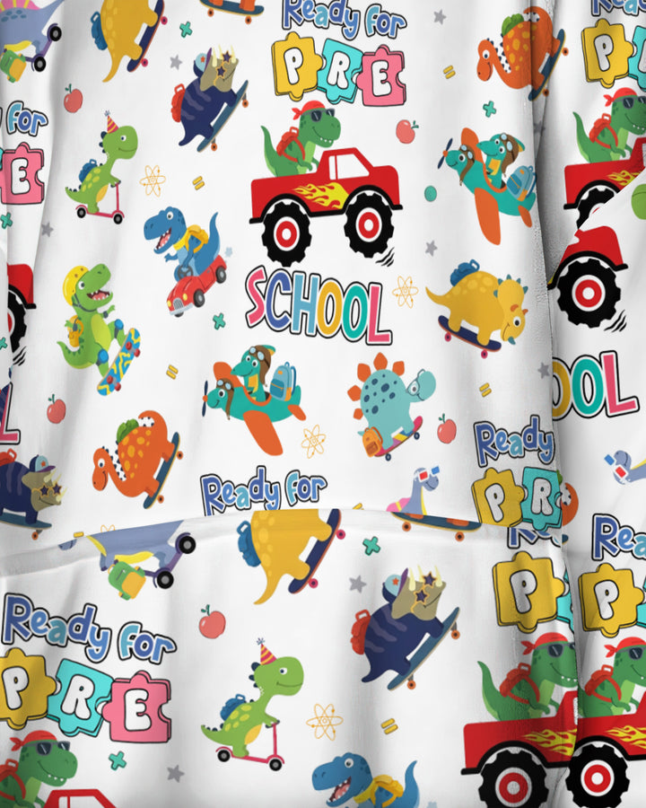 First Day of Preschool T-Rex Bamboo Blanket Hoodie