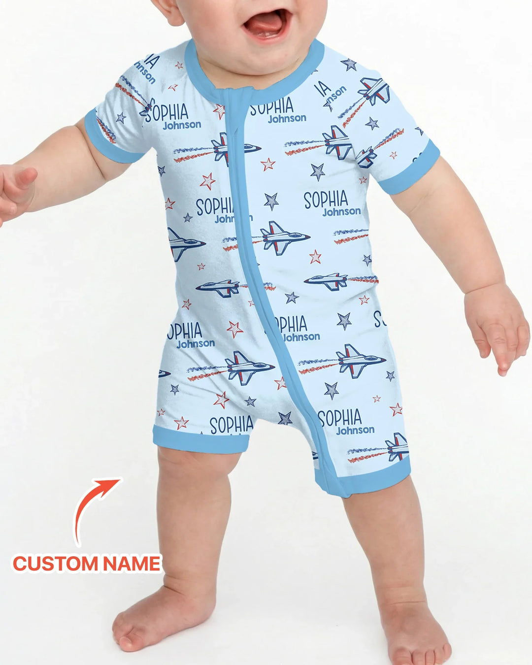 Patriotic American Flag Jet Fighter Bamboo Shorty Zippy