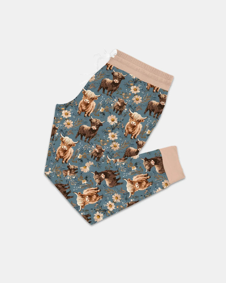 Conjunto de Pijama de Bambú a Juego para Mujer de la Familia de Majestuosas Vacas de las Tierras Altas