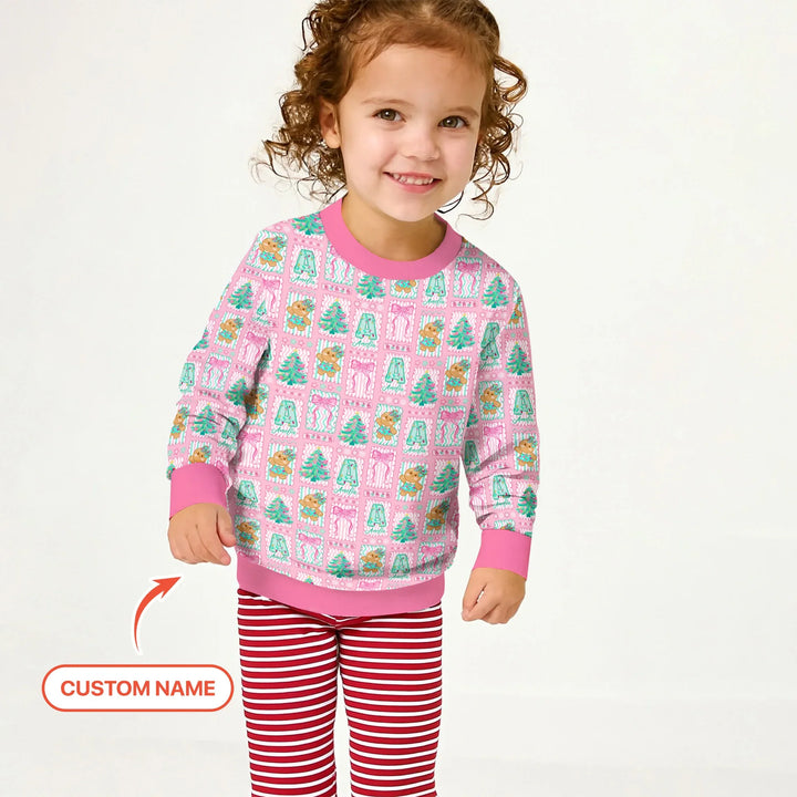 Custom Name "Merry Pink Christmas" Crewneck Sweatshirt