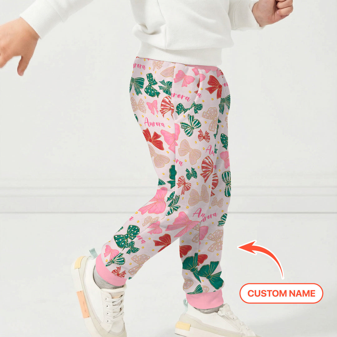 Custom Name Preppy Coquette Bows Jogger