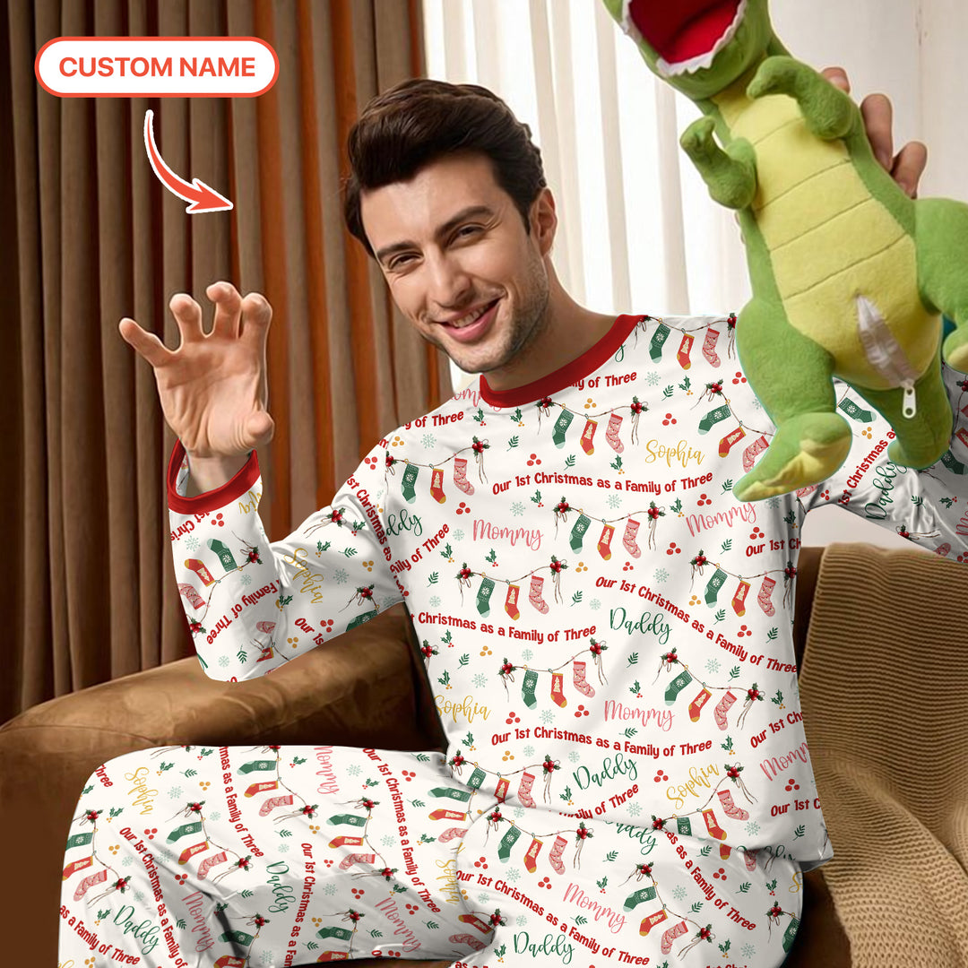 Custom Name Family Christmas Stockings Men's Pajama Set