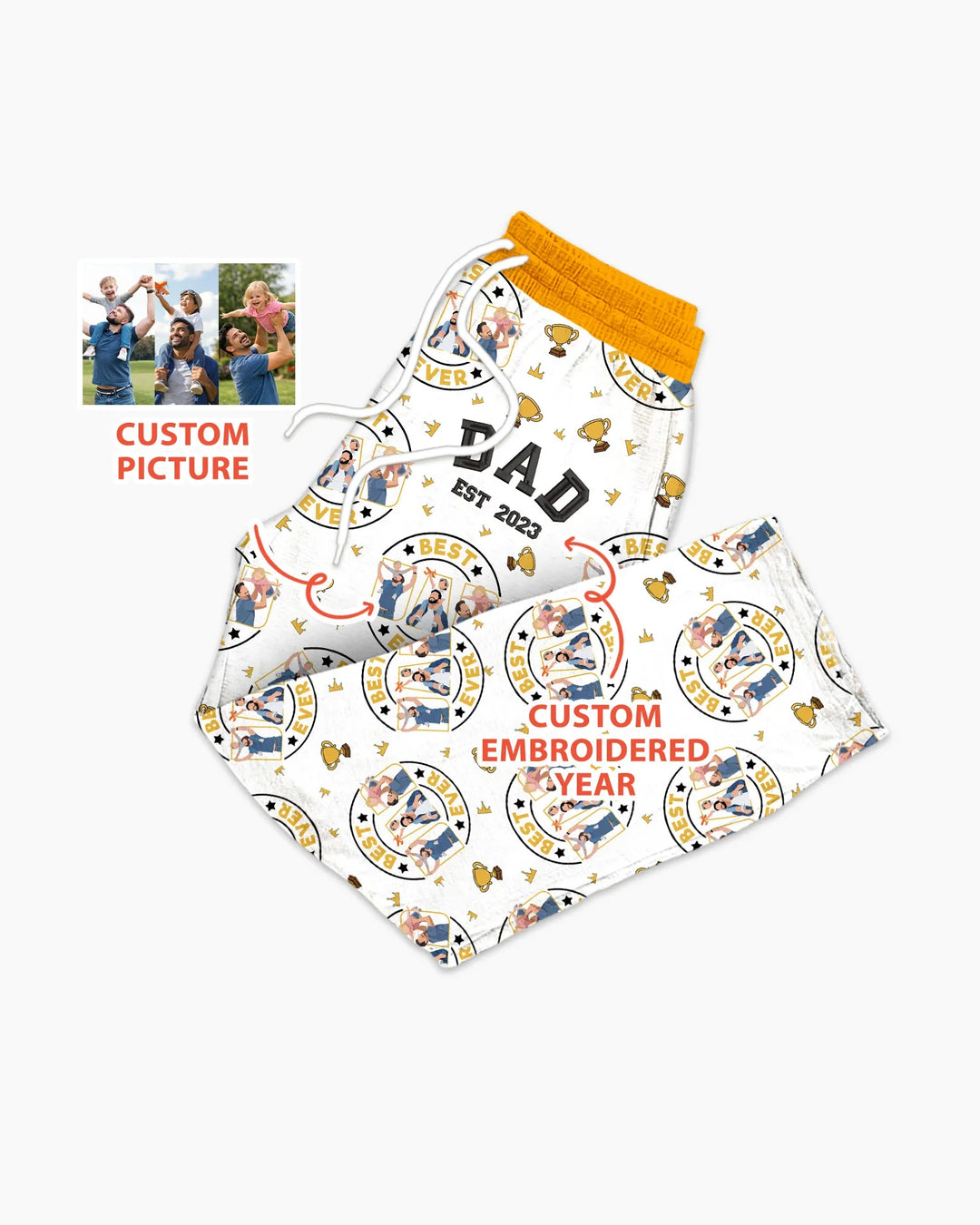 Pijama de Bambú Bordado Personalizado para Hombre a Juego con la Familia para el Día del Padre
