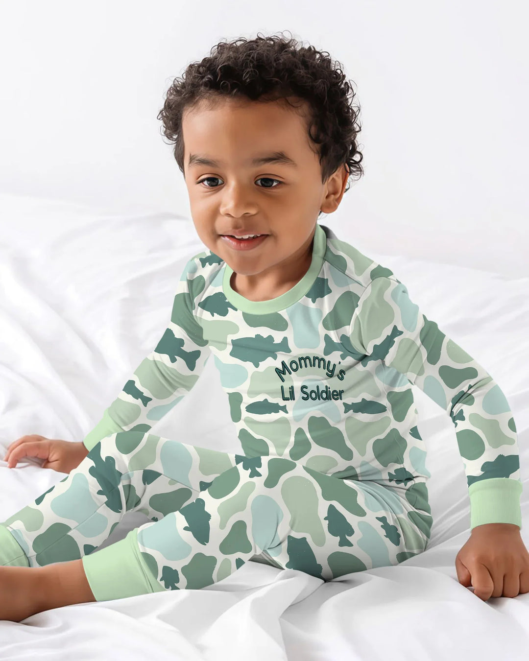 Lil Soldier Embroidered Bamboo Two Piece Long Sleeve Pajama Set