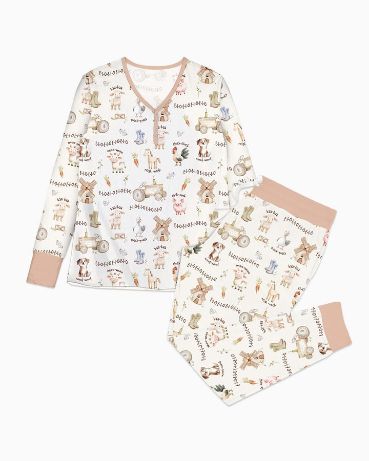 Conjunto de pijama de bambú de la granja del Viejo MacDonald a juego para la familia - para mujer