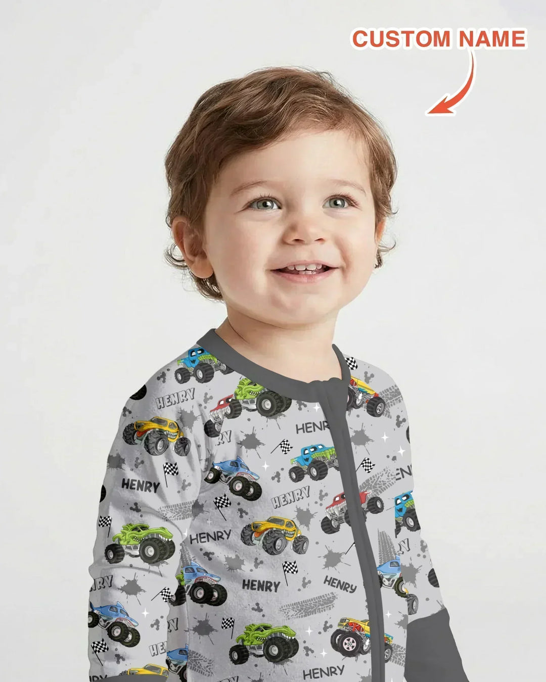 Monster Truck Dirt Jam Custom Name Daddy & Me Matching Convertible Zippy