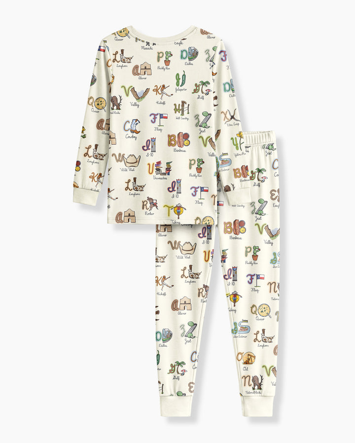 Texas Alphabet Bamboo Two Piece Long Sleeve Pajama Set