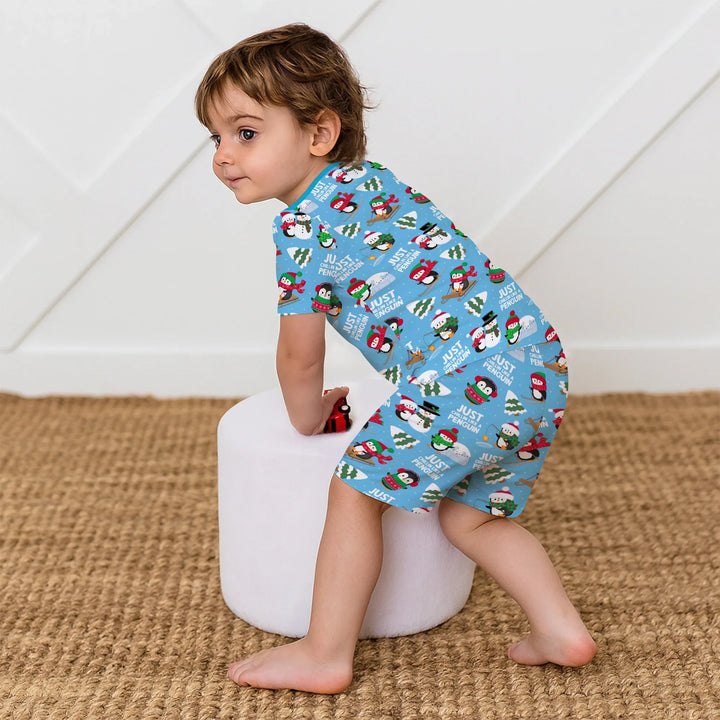 Chillin Like A Penguin Two Piece Short Sleeve Shorts Pajama Set