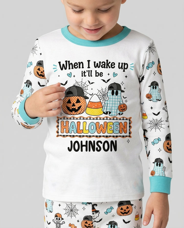 Custom Name When I Wake Up It'll Be Halloween! Bamboo Two Piece Long Sleeve Pajama Set