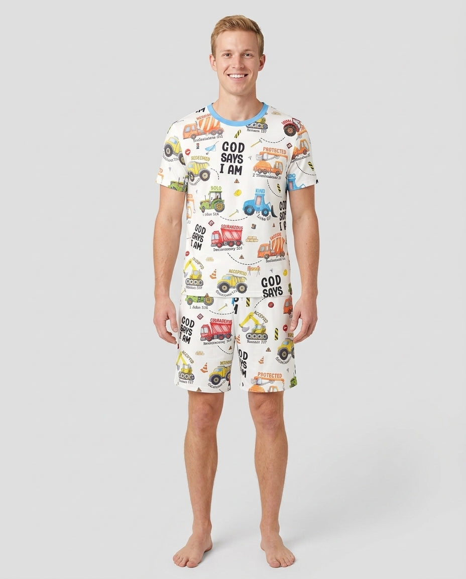 God Says I Am Men Short Sleeve Short Pajama Set