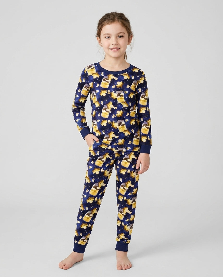 Starry Firefly Magic Family Matching Bamboo Two Piece Long Sleeve Pajama Set
