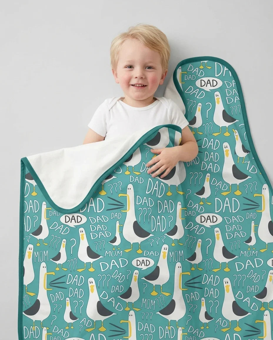 Funny Seagull DAD Bamboo Blanket