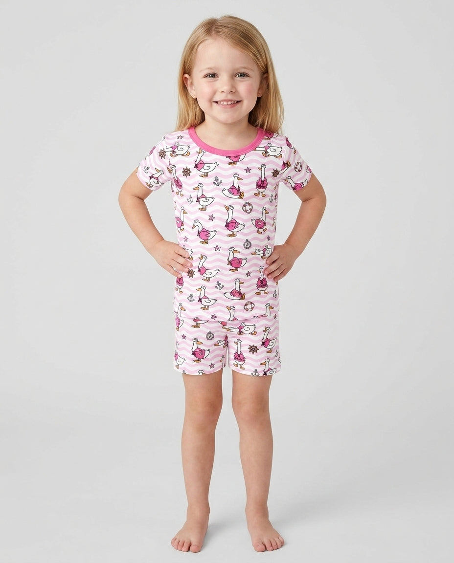 Silly Goose Sailor Bamboo Two Piece Short Sleeve Shorts Pajama Set