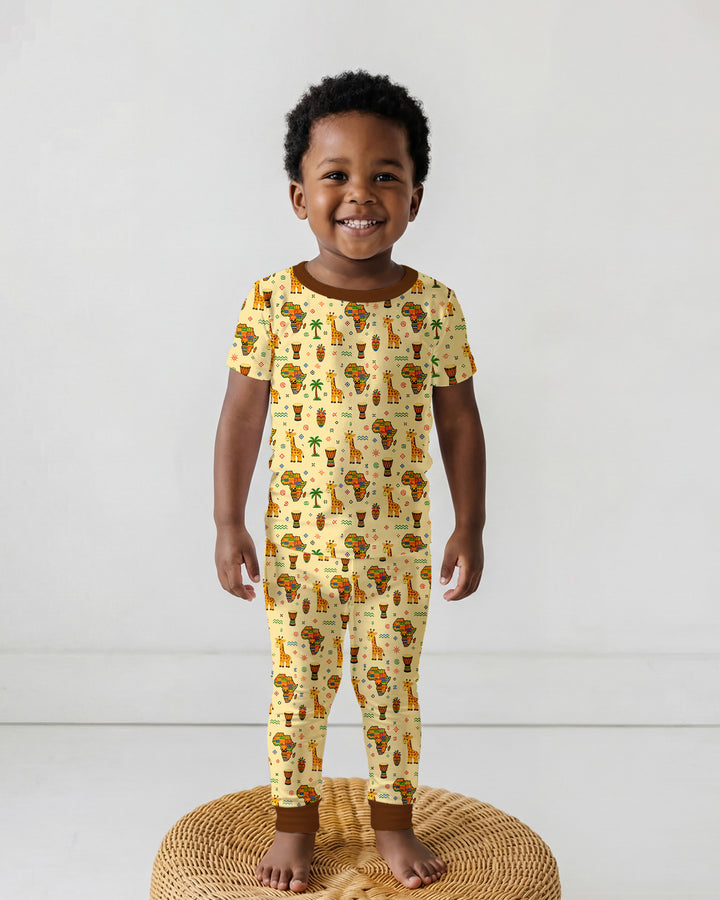 African Culture Bamboo Two Piece Short Sleeve Pajama Set