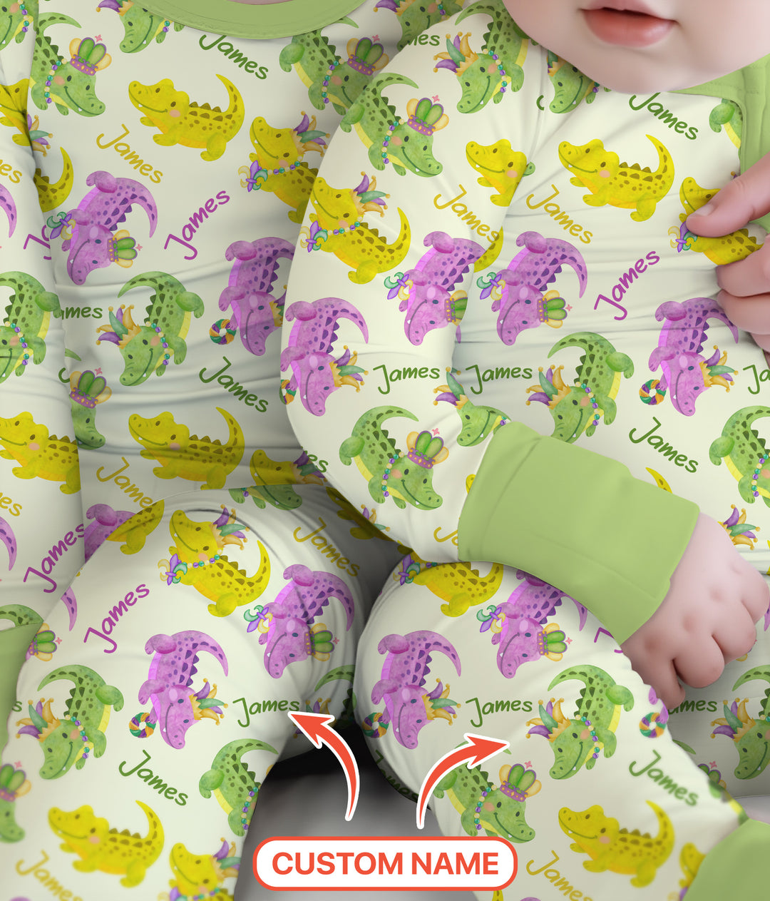 Custom Name Mardi Gras Alligator Convertible Zippy