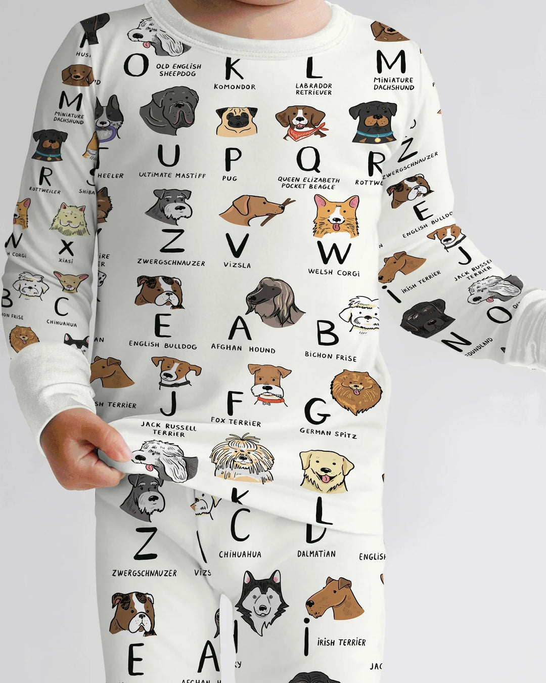 Funny Dogs Alphabet Two Piece Long Sleeve Pajama Set