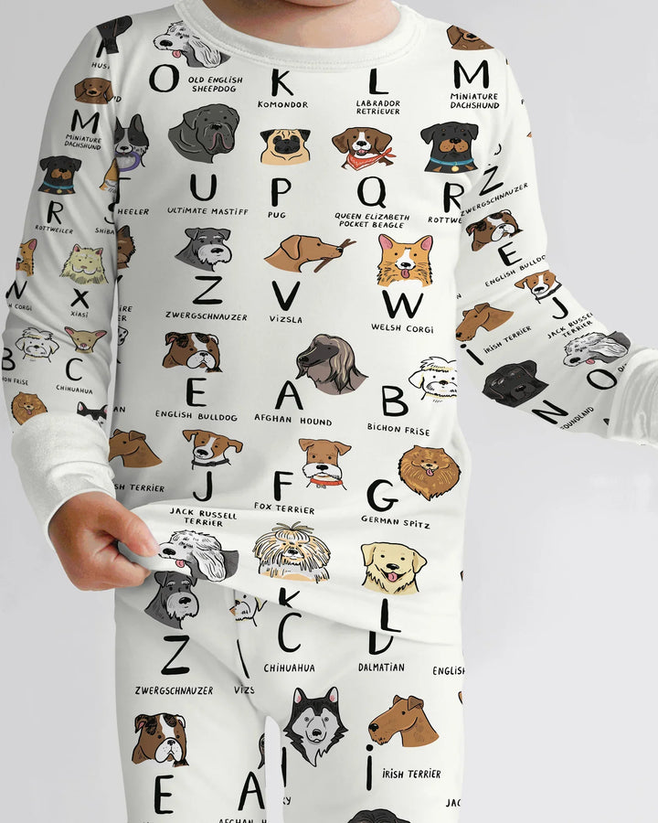 Funny Dogs Alphabet Two Piece Long Sleeve Pajama Set