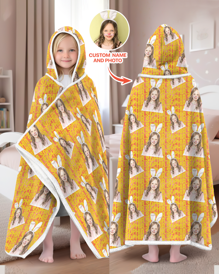 Colorful Kids Name Bamboo Blanket Hoodie