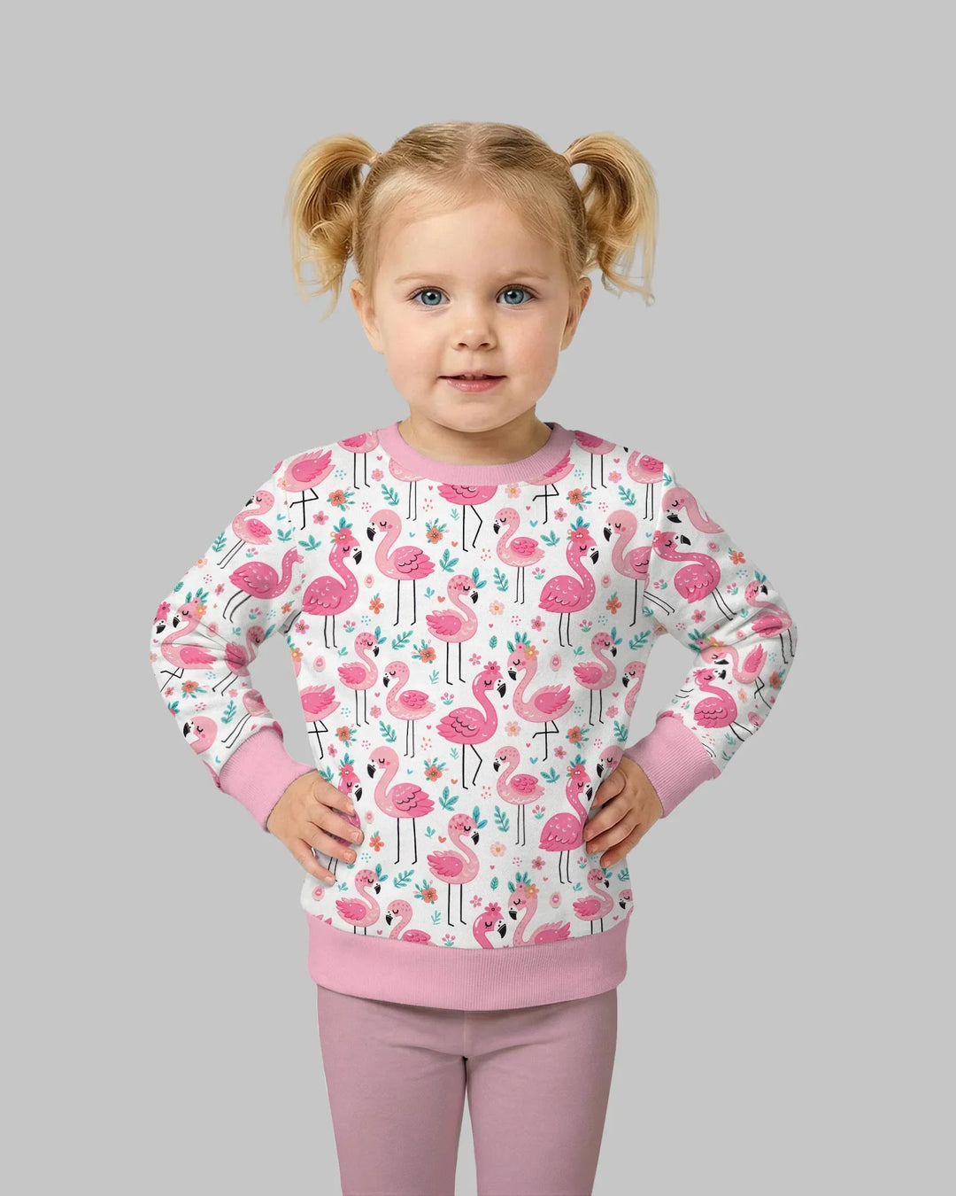 Sudadera Hello Flamingo Bamboo de cuello redondo