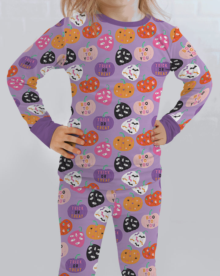 Boo Pumpkin Season Bamboo Two Piece Long Sleeve Pajama Set