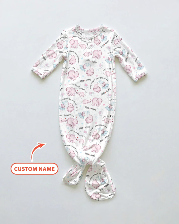 Custom Name Mother & Baby Elephant Knot Gown