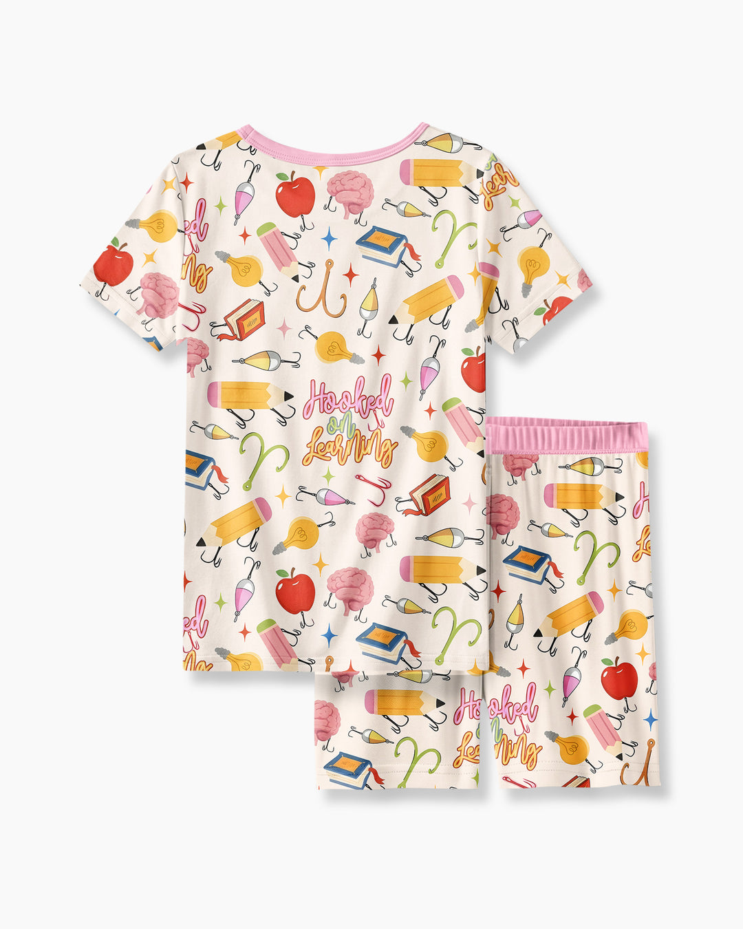 Hooked on Learning Bamboo Two Piece Short Sleeve Shorts Pajama Set