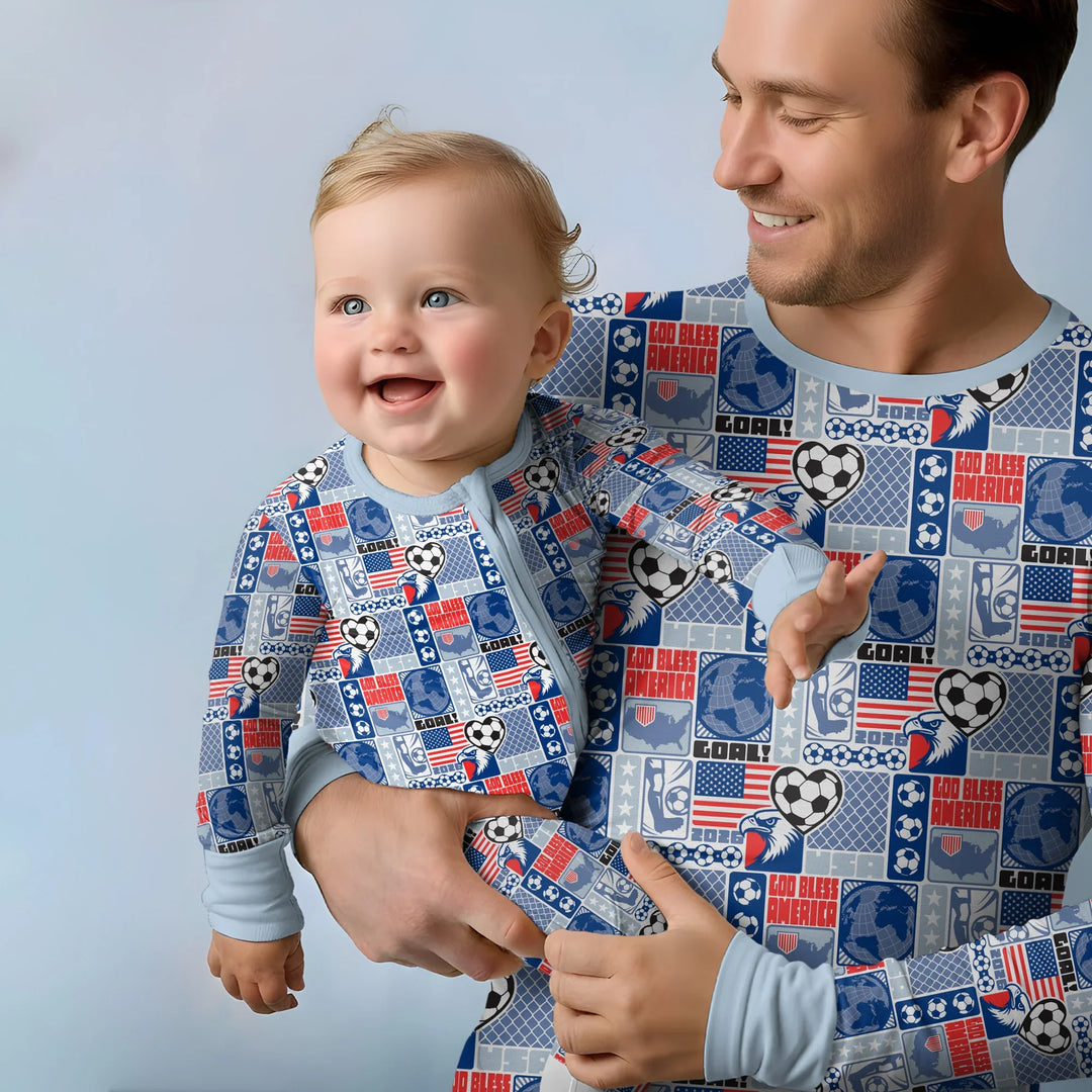 World Soccer God Bless America Bamboo Men's Pajama Set