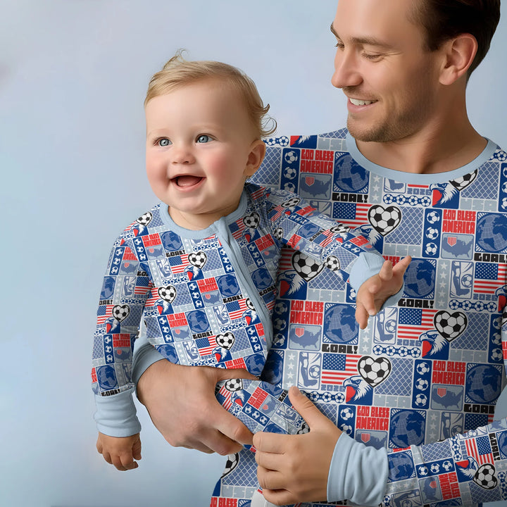 World Soccer God Bless America Bamboo Men's Pajama Set