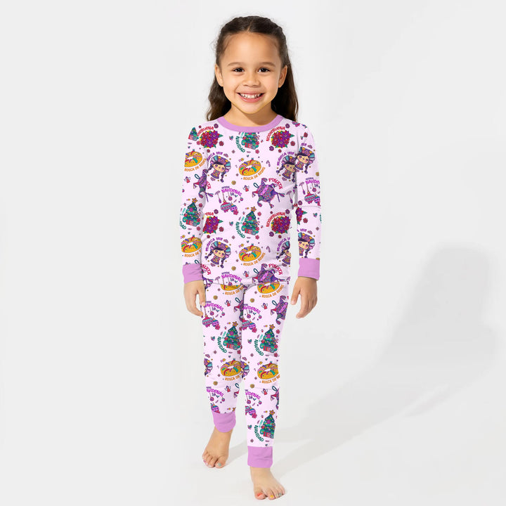 Zweiteiliges Langarm-Pyjama-Set mit Sommerfrüchten