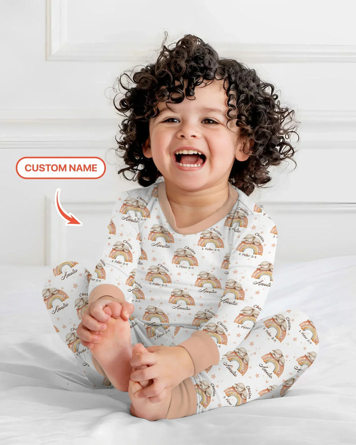 Chosen As His Own Custom Name Bamboo Two Piece Long Sleeve Pajama Set