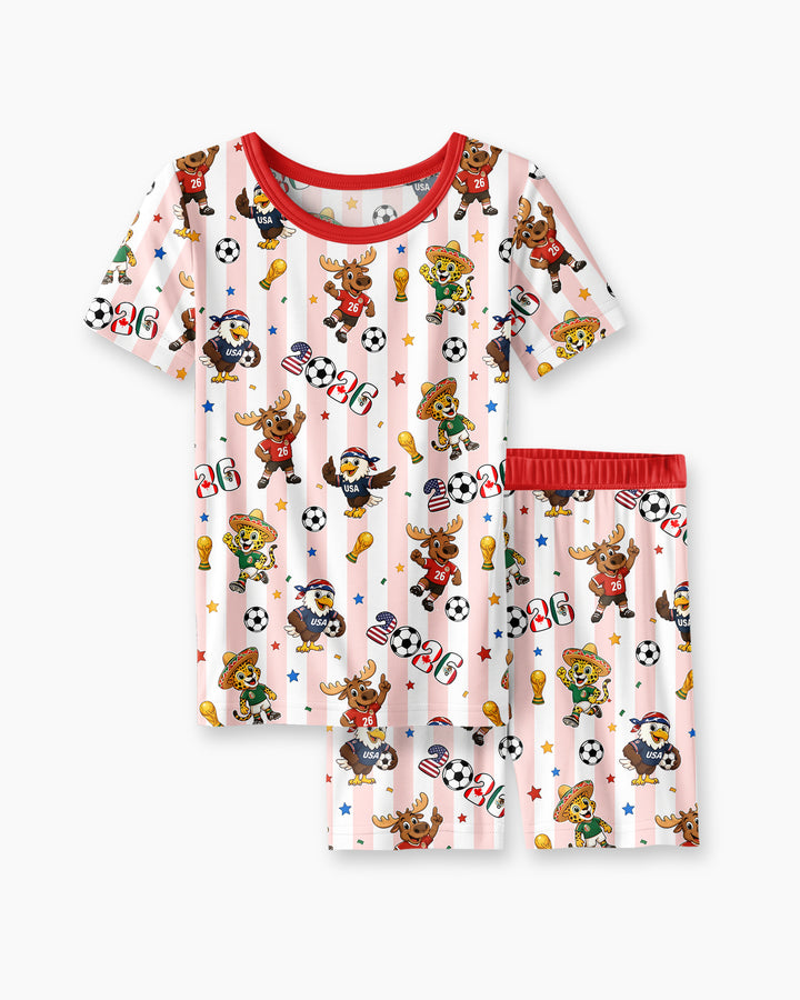 Conjunto de Pijama de Dos Piezas de Bambú con Mangas Cortas y Pantalones Cortos