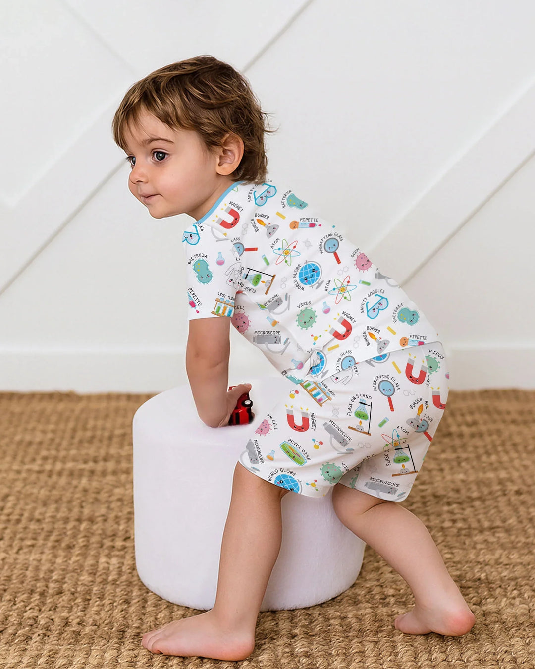 Science Fun Family Matching Bamboo Two Piece Short Sleeve Shorts Pajama Set