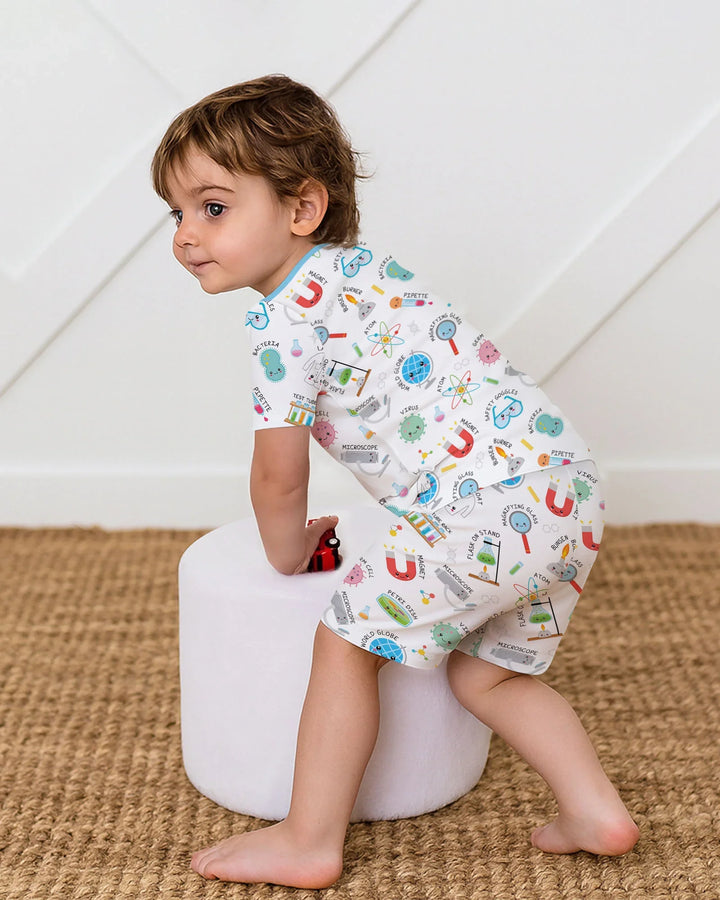 Science Fun Family Matching Bamboo Two Piece Short Sleeve Shorts Pajama Set