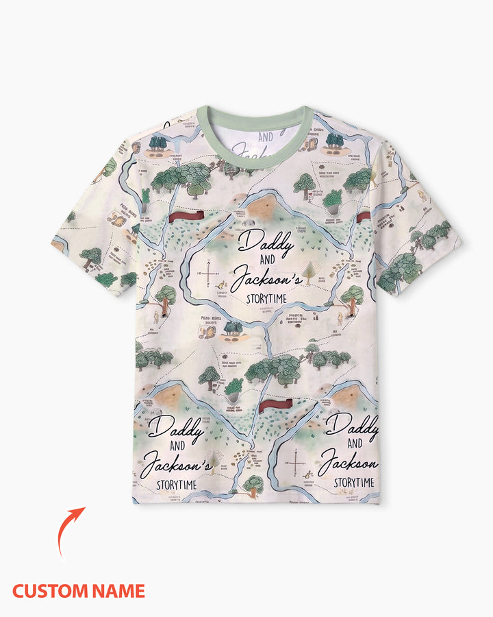 Mommy Daddy And Me Bedtime Story Family Matching Bamboo Men Short Sleeve Short Pajama Set