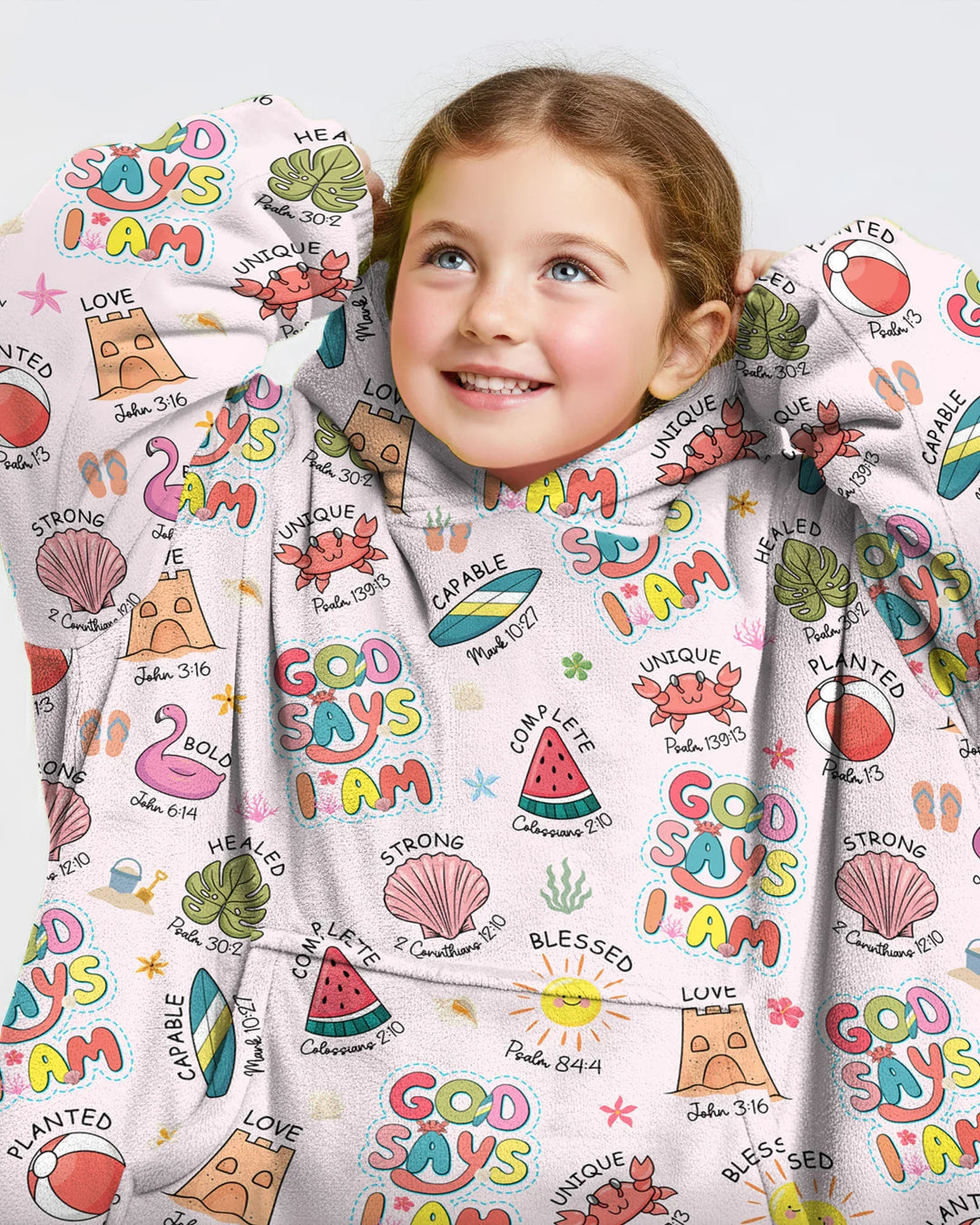 Ocean Breeze, God Says I Am  Wearable Bamboo Blanket Hoodie