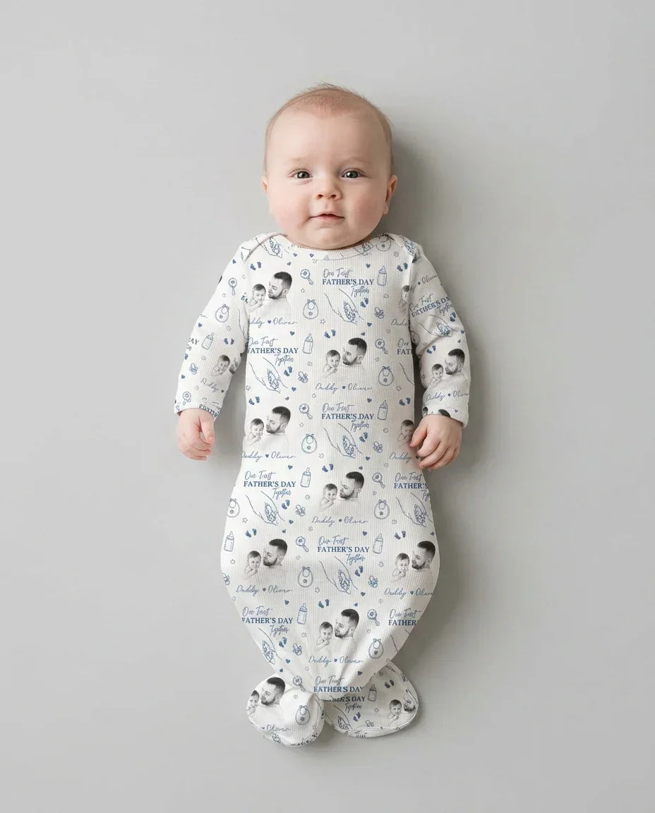 Custom Photo Our First Father's Day Together Bamboo Knot Gown