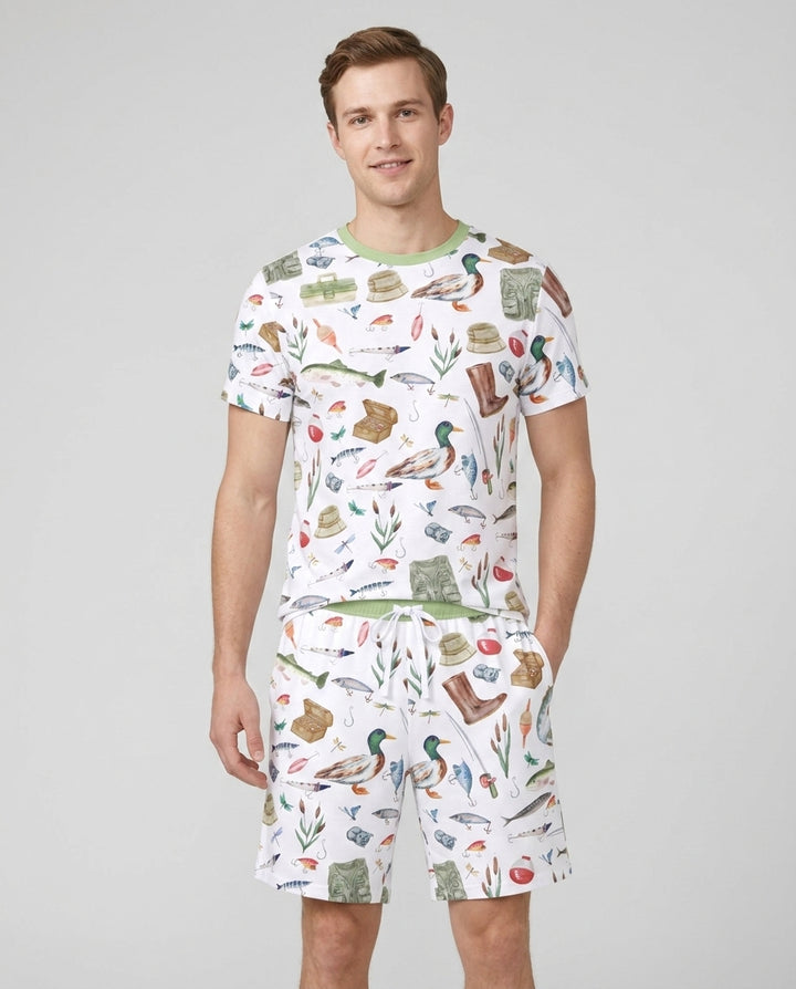 Daddy's Fishing Buddy Daddy& Me Matching Bamboo Men Short Sleeve Short Pajama Set