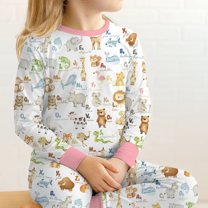 Spanish Alphabet Two Piece Long Sleeve Pajama Set