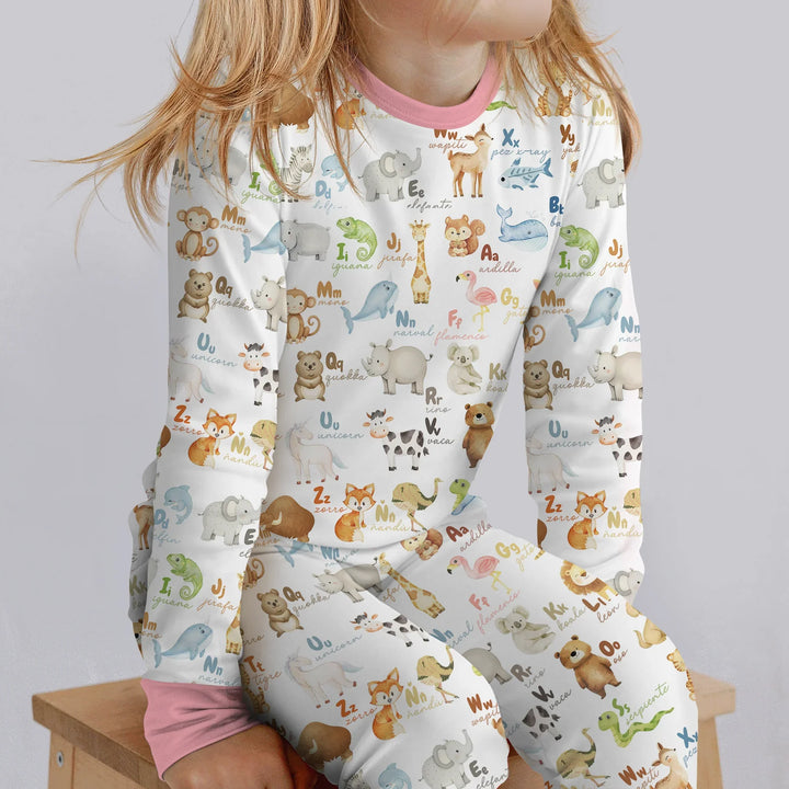 Spanish Alphabet Two Piece Long Sleeve Pajama Set