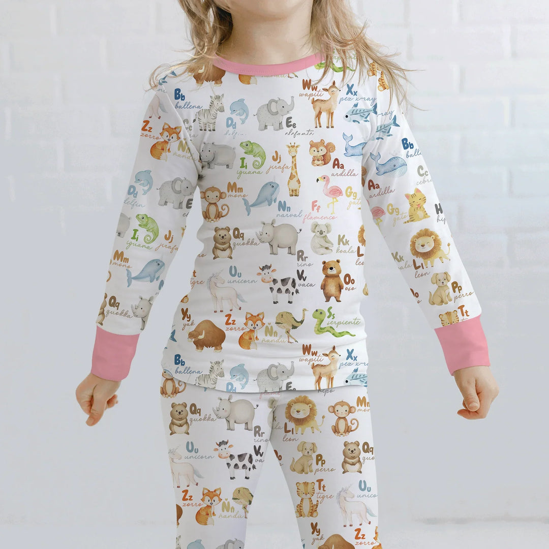 Spanish Alphabet Two Piece Long Sleeve Pajama Set