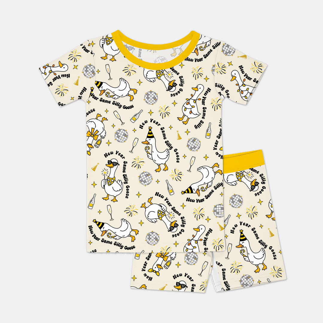 New Year Silly Goose Two Piece Short Sleeve Shorts Pajama Set