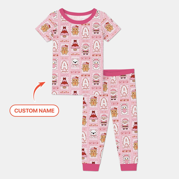 Custom Name Winter Wonderland Two Piece Short Sleeve Pajama Set