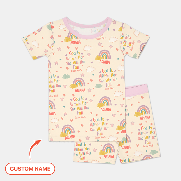 Zweiteiliges Pyjama-Set mit kurzen Ärmeln und Shorts im Sommer-Design