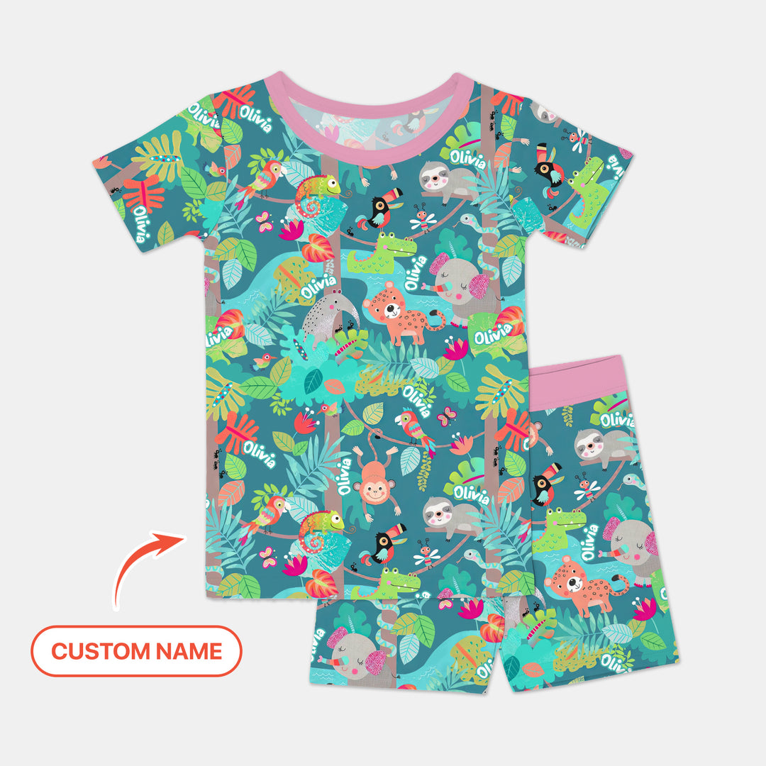 Jungle Buddy Adventure Two Piece Short Sleeve Shorts Pajama Set