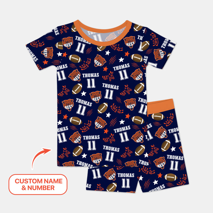 Custom Name  Football Good Better Best Two Piece Short Sleeve Shorts Pajama Set