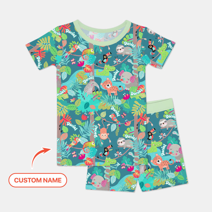 Jungle Buddy Adventure Two Piece Short Sleeve Shorts Pajama Set