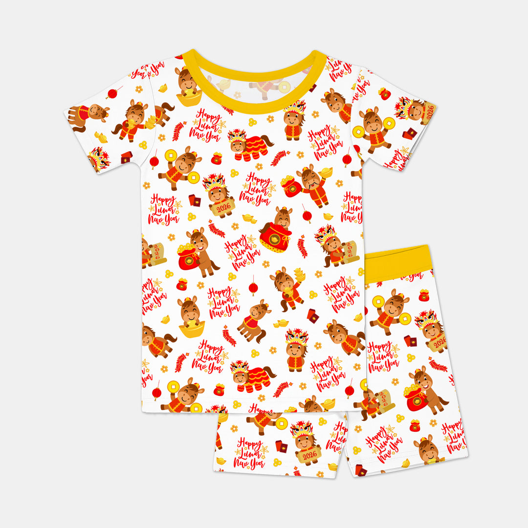 Year of the Horse Two Piece Short Sleeve Shorts Pajama Set