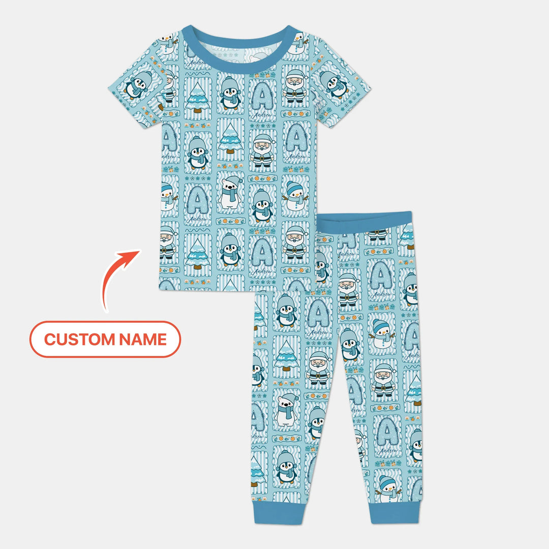 Custom Name Winter Wonderland Two Piece Short Sleeve Pajama Set
