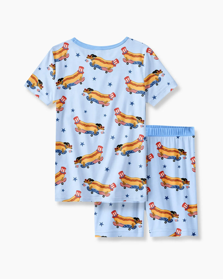 Conjunto de Pijama de Dos Piezas de Bambú con Mangas Cortas y Pantalones Cortos